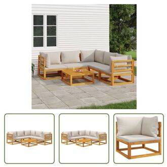 vidaXL Tuinset - Acaciahout - Modulair design - Comfortabel zitten - Praktische tafel - Incl - kussens - Bruin