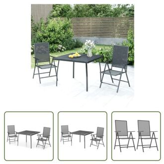 vidaXL Tuinset - antraciet - Staal - 100 x 100 x 72 cm - Verstelbaar Grijs