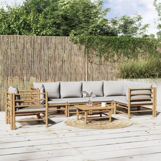 vidaXL Tuinset Bamboe - Modulair ontwerp - Comfortabele zit - Praktische tafel - Duurzaam materiaal Bruin