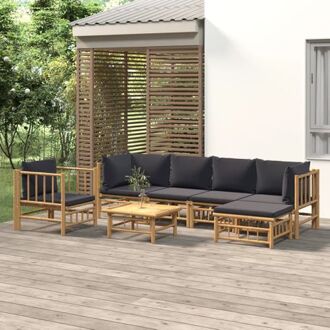 vidaXL Tuinset Bamboe - Modulair ontwerp - Comfortabele zitting - Praktische tafel - Duurzaam materiaal Bruin