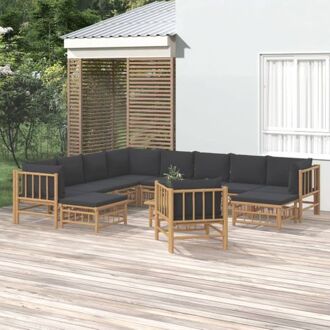 vidaXL Tuinset Bamboe - Modulaire lounge set - Inclusief kussens - 5x middenbank - 3x hoekbank - 2x Bruin