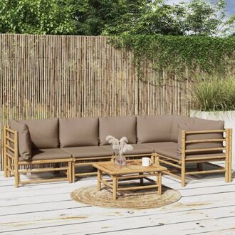 vidaXL Tuinset Bamboe - modulaire loungeset met tafel - comfortabele zitervaring - duurzaam materiaal - Bruin