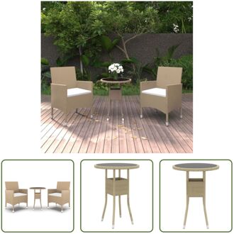 vidaXL Tuinset Beige Poly Rattan - 60 x 75 cm - Inclusief kussens