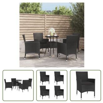 vidaXL Tuinset Bistro PE Rattan Zwart - 55 x 75 cm - Stevig en Stabiel