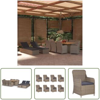 vidaXL Tuinset Brown - 200x100x74 cm - PE-Rattan - Acaciahout Bruin