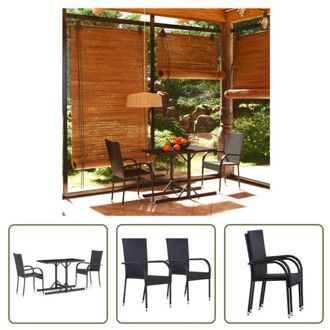 vidaXL Tuinset - Eethoek - Poly rattan - Zwart - 110 x 53 x 72 cm - 55.5 x 53.5 x 95 cm