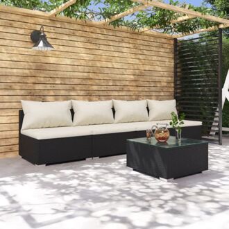 vidaXL tuinset Elegance - poly rattan - modulair design - waterbestendig - stevig frame - comfortabele Zwart