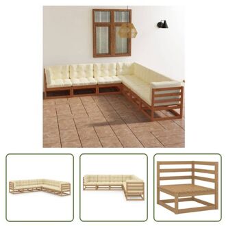 vidaXL Tuinset Grenenhout - Bruin - 70x70x67 cm - Met Kussens