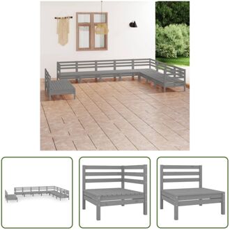 vidaXL Tuinset - Grenenhout - Grijs - 63.5 x 63.5 x 62.5 cm - Modulair ontwerp