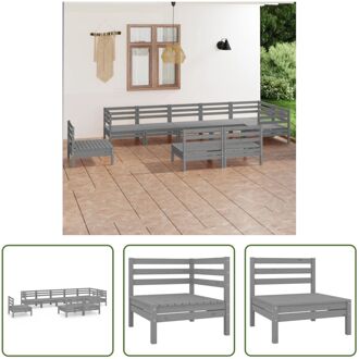 vidaXL Tuinset Grenenhout - Grijs - 63.5x63.5x62.5cm - 3 Hoekbank 6 Middenbank