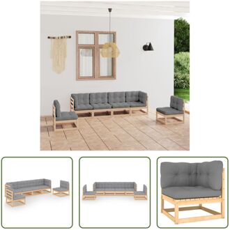 vidaXL Tuinset - Grenenhout - Grijs Kussen - 70x70x67cm - Modulair