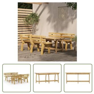 vidaXL Tuinset - Grenenhout - Groen geïmpregneerd - 160 x 74 x 75 cm (L x B x H) - 28 mm dikte lat - 2 x 160 Bruin