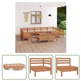 vidaXL Tuinset Grenenhout - Hoek/Middenbank 63.5x63.5x62.5cm - Tafel/Voetenbank 63.5x63.5x28.5cm - Bruin