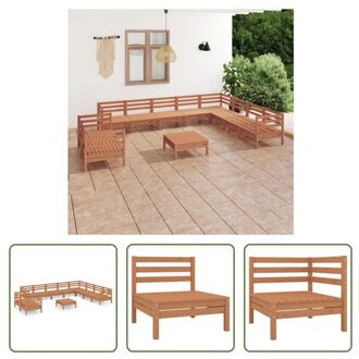 vidaXL Tuinset Grenenhout - Hoekbank - Middenbank - Voetenbank/Tafel - 63.5x63.5x62.5cm - 63.5x63.5x28.5cm Bruin