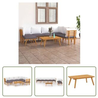 vidaXL Tuinset - Houten - Hoekbank - 65x65x65cm - Donkergrijs/Wit - Acaciahout Bruin