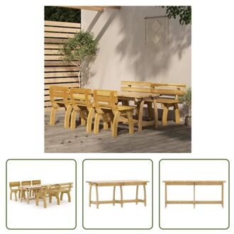 vidaXL Tuinset - Houten Tafel - Bank en 3 Stoelen - 160 x 74 x 75 cm - Grenenhout Bruin