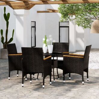 vidaXL tuinset Ibiza - tafel 80x75 cm - stoel 55x58x84 cm - zwart