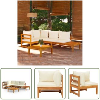 vidaXL Tuinset Lounge - Acaciahout - Hoekbank - 175 x 66 x 60 cm - Crèmewit kussen