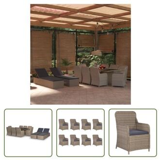 vidaXL Tuinset Lounge - Bruin - PE-rattan - 200x100x74cm - Stevig frame - Waterbestendig - Inclusief