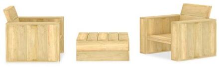 vidaXL Tuinset Loungeset - Geïmpregneerd grenenhout - Stoel- 89x76x76cm - Theetafel- 75x75x31cm - 2 stoelen + Bruin
