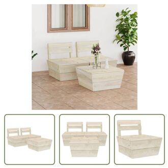 vidaXL Tuinset Pallet - 3 delig - Geïmpregneerd Vurenhout - 60 x 60 x 65 cm - Rustieke Charme Beige