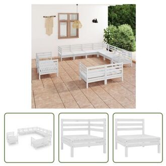 vidaXL tuinset Pallet - 63.5 x 63.5 x 62.5 cm - wit - massief grenenhout