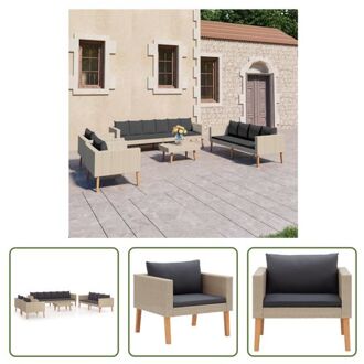 vidaXL Tuinset - PE-rattan - Gepoedercoat staal - Beige - 5-delig