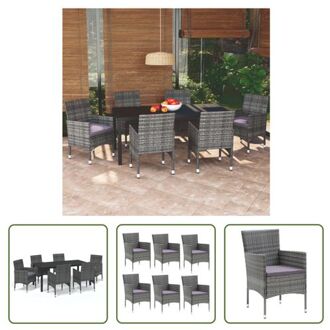 vidaXL Tuinset - PE-rattan - HKC/Aluminium - 185 x 90 x 74 cm - Zwart/Grijs