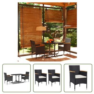 vidaXL Tuinset - PE-rattan - Staal - Acaciahout - Zwart - 110x53x72cm - 52x57x84cm