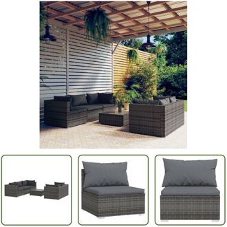 vidaXL Tuinset - Poly Rattan - Modulair Design - PE-rattan - Stalen Frame - Inclusief Kussens Grijs