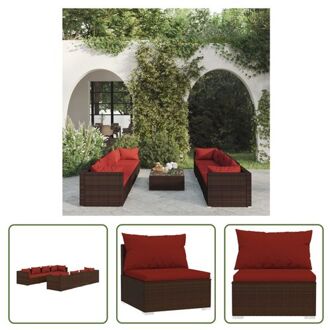 vidaXL Tuinset - Poly Rattan - Modulair Design - Waterbestendig - Stevig Frame - Comfortabele Kussens Bruin