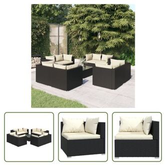 vidaXL Tuinset - Poly rattan - Modulair Design - Waterbestendig - Stevig frame - Comfortabele kussens - Zwart