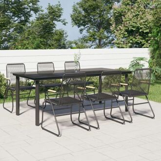 vidaXL Tuinset - PVC-rattan - 200 x 100 x 74 cm - Zwart - Met 6 stoelen