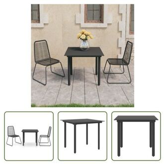 vidaXL Tuinset - PVC-rattan - Staal - Zwart - 80x80x74 cm - 54x59x91 cm - Montage vereist