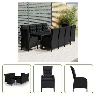 vidaXL Tuinset - Rattan - 250x100x75 cm - Zwart