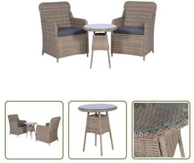 vidaXL Tuinset Rattan - 64 x 65 x 90 cm - Bruin/Donkergrijs