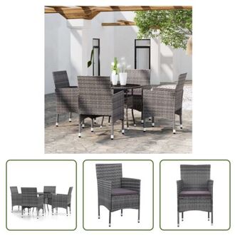 vidaXL Tuinset - Rattan - Grijs - 80x75 cm - Met kussens