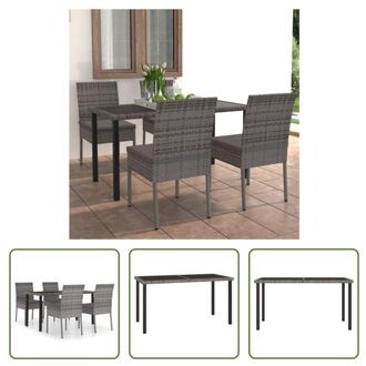 vidaXL Tuinset San Diego - Tuinmeubelen - 140x70x73 cm - Grijs/Zwart - PE-rattan