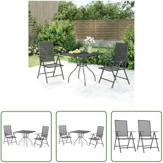 vidaXL Tuinset - Staal - Antraciet - 80x80x72.5 cm - Verstelbaar Grijs