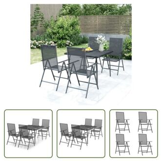 vidaXL Tuinset - Stabiel - Tafel- 100 x 100 cm - Stoel- 57 x (61-94) cm - Antraciet Grijs