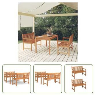 vidaXL Tuinset - Teakhouten Eethoek 140x80x77 cm - Massief - Waterbestendig Bruin