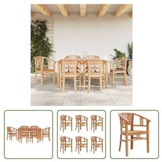 vidaXL Tuinset Tivoli - Tafel 150x90x75 cm - 6 stoelen 61x58x88 cm - Massief teakhout - Waterbasisafwerking Bruin