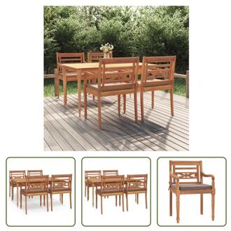 vidaXL Tuinset - Vintage Stijl - Houten - 150x90x75cm - Teakhout - Inclusief 4 Stoelen en Kussens Bruin