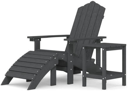 vidaXL Tuinstoel Adirondack met voetenbank tafel HDPE antracietkleurig Grijs