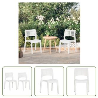 vidaXL Tuinstoel - Comfort - Buitenmeubelen - 50 x 51 x 82 cm - Wit