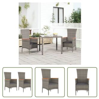 vidaXL Tuinstoel - Grijs - PE-rattan/staal/acaciahout - 60x58x108cm - Comfortabele zitkussens - Handleiding