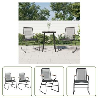 vidaXL Tuinstoel - PVC-rattan - Stalen frame - Comfortabel zitten - 58x59x85.5cm - Set van 2 Zwart