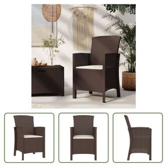 vidaXL Tuinstoel Rattan-Look - Bruin - 60 x 58 x 90 cm - Met Comfortabel Kussen