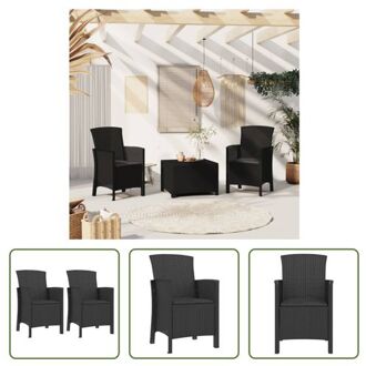 vidaXL Tuinstoel Rattan-look - Grijs Kussen - 60 x 58 x 90 cm - Set van 2 Zwart