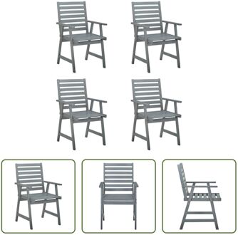 vidaXL Tuinstoelen - Acaciahout met greywash afwerking - 56 x 62 x 92 cm - Rustieke charme - Set van 4 Grijs